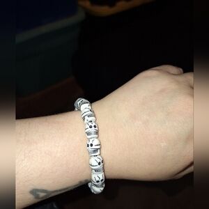 White Skeleton Beaded Stretch Bracelet